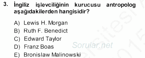 Antropoloji 2014 - 2015 Dönem Sonu Sınavı 3.Soru