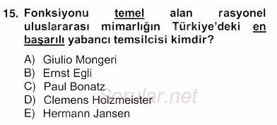 Mimarlik Tarihi 2012 - 2013 Ara Sınavı 15.Soru