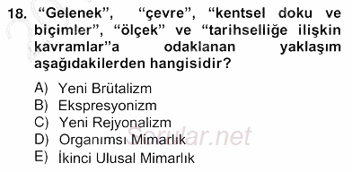 Mimarlik Tarihi 2012 - 2013 Ara Sınavı 18.Soru