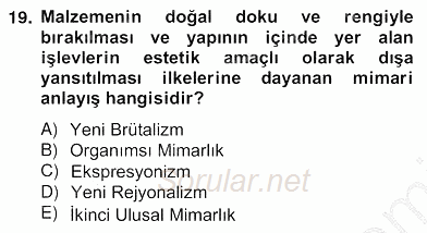 Mimarlik Tarihi 2012 - 2013 Ara Sınavı 19.Soru