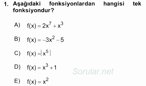 Coğrafi Bilgi Sistemleri İçin Temel Matematik 2017 - 2018 Ara Sınavı 1.Soru
