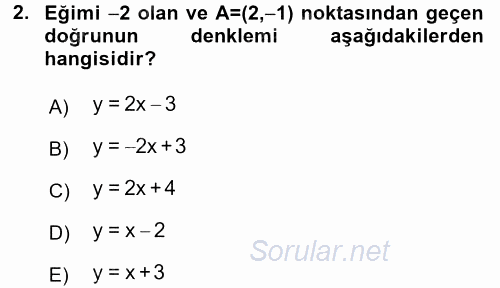 Coğrafi Bilgi Sistemleri İçin Temel Matematik 2017 - 2018 Ara Sınavı 2.Soru