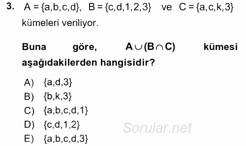 Coğrafi Bilgi Sistemleri İçin Temel Matematik 2017 - 2018 Ara Sınavı 3.Soru