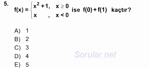 Coğrafi Bilgi Sistemleri İçin Temel Matematik 2017 - 2018 Ara Sınavı 5.Soru