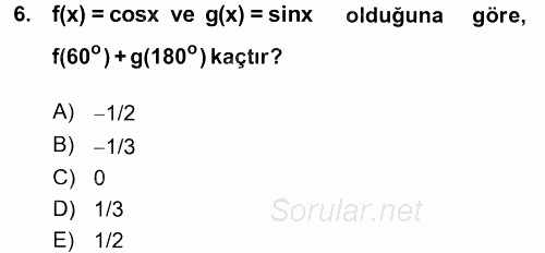 Coğrafi Bilgi Sistemleri İçin Temel Matematik 2017 - 2018 Ara Sınavı 6.Soru