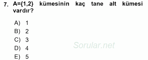 Coğrafi Bilgi Sistemleri İçin Temel Matematik 2017 - 2018 Ara Sınavı 7.Soru