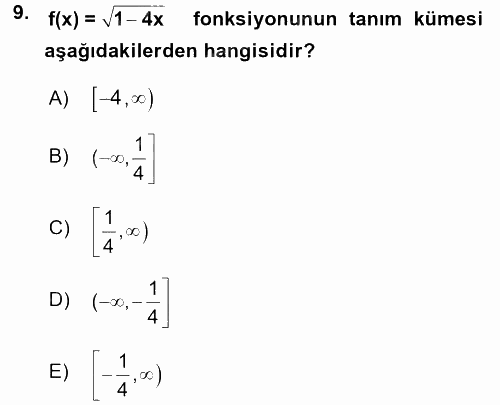 Coğrafi Bilgi Sistemleri İçin Temel Matematik 2017 - 2018 Ara Sınavı 9.Soru