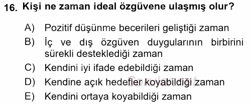 Aile İçi Uyumlu Etkileşim 2017 - 2018 Dönem Sonu Sınavı 16.Soru
