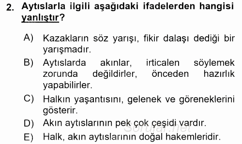 Çağdaş Türk Edebiyatları 2 2016 - 2017 Dönem Sonu Sınavı 2.Soru