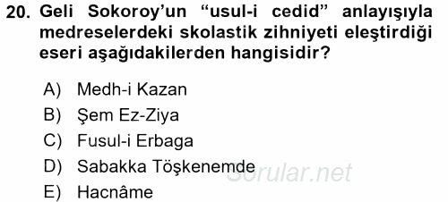 Çağdaş Türk Edebiyatları 2 2016 - 2017 Dönem Sonu Sınavı 20.Soru