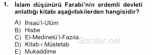 Siyaset Bilimi 2013 - 2014 Dönem Sonu Sınavı 1.Soru