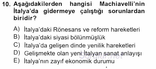 Siyaset Bilimi 2013 - 2014 Dönem Sonu Sınavı 10.Soru