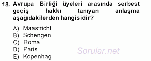 Siyaset Bilimi 2013 - 2014 Dönem Sonu Sınavı 18.Soru