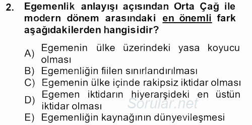 Siyaset Bilimi 2013 - 2014 Dönem Sonu Sınavı 2.Soru