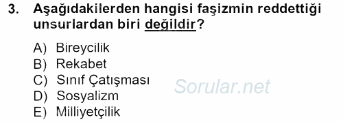 Siyaset Bilimi 2013 - 2014 Dönem Sonu Sınavı 3.Soru