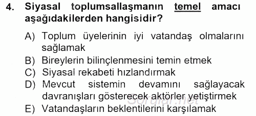 Siyaset Bilimi 2013 - 2014 Dönem Sonu Sınavı 4.Soru