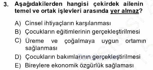 Aile Yapısı ve İlişkileri 2014 - 2015 Ara Sınavı 3.Soru