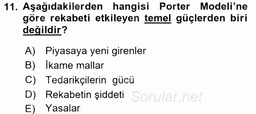 Sağlık Hizmetleri Pazarlaması 2016 - 2017 Ara Sınavı 11.Soru