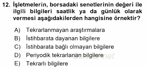 Sağlık Hizmetleri Pazarlaması 2016 - 2017 Ara Sınavı 12.Soru