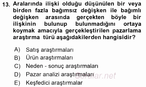 Sağlık Hizmetleri Pazarlaması 2016 - 2017 Ara Sınavı 13.Soru