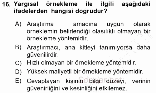 Sağlık Hizmetleri Pazarlaması 2016 - 2017 Ara Sınavı 16.Soru
