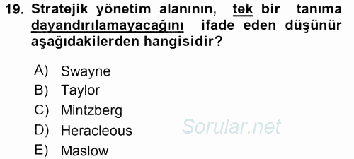 Sağlık Hizmetleri Pazarlaması 2016 - 2017 Ara Sınavı 19.Soru