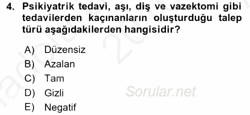 Sağlık Hizmetleri Pazarlaması 2016 - 2017 Ara Sınavı 4.Soru