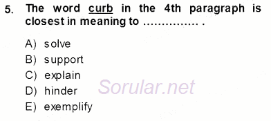 Okuma Ve Yazma Becerileri 1 2013 - 2014 Ara Sınavı 5.Soru