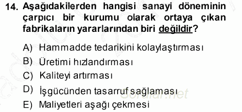 İktisadi Düşünceler Tarihi 2013 - 2014 Ara Sınavı 14.Soru