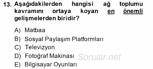 Görsel Kültür 2014 - 2015 Tek Ders Sınavı 13.Soru