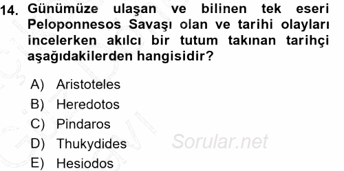 Tarih Felsefesi 1 2015 - 2016 Ara Sınavı 14.Soru