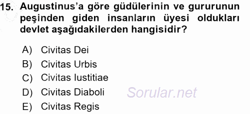 Tarih Felsefesi 1 2015 - 2016 Ara Sınavı 15.Soru