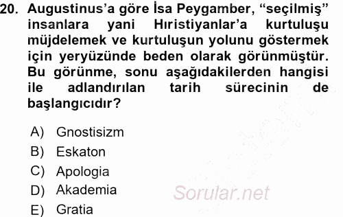 Tarih Felsefesi 1 2015 - 2016 Ara Sınavı 20.Soru