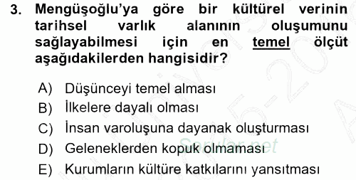 Tarih Felsefesi 1 2015 - 2016 Ara Sınavı 3.Soru