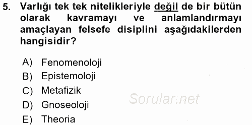 Tarih Felsefesi 1 2015 - 2016 Ara Sınavı 5.Soru