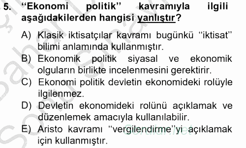 Uluslararası Politika 2 2012 - 2013 Dönem Sonu Sınavı 5.Soru