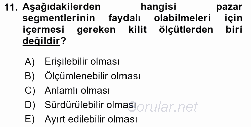 Marka ve Yönetimi 2016 - 2017 Ara Sınavı 11.Soru