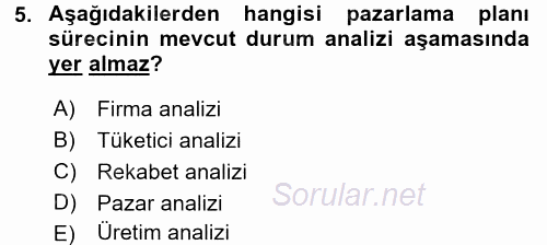 Marka ve Yönetimi 2016 - 2017 Ara Sınavı 5.Soru