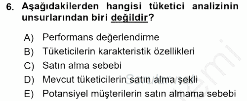 Marka ve Yönetimi 2016 - 2017 Ara Sınavı 6.Soru