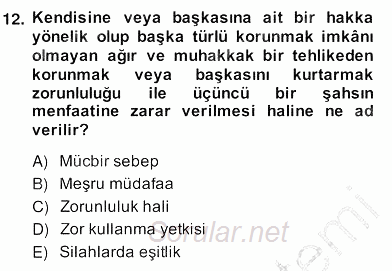 Özel Güvenlik Hukuku 2 2013 - 2014 Ara Sınavı 12.Soru