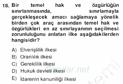 Özel Güvenlik Hukuku 2 2013 - 2014 Ara Sınavı 18.Soru