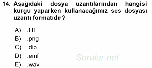 Bilgisayar Destekli Temel Tasarım 2016 - 2017 Dönem Sonu Sınavı 14.Soru