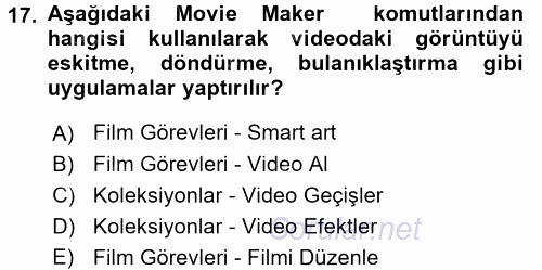 Bilgisayar Destekli Temel Tasarım 2016 - 2017 Dönem Sonu Sınavı 17.Soru