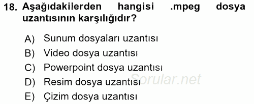 Bilgisayar Destekli Temel Tasarım 2016 - 2017 Dönem Sonu Sınavı 18.Soru