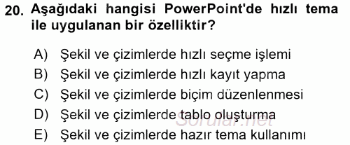 Bilgisayar Destekli Temel Tasarım 2016 - 2017 Dönem Sonu Sınavı 20.Soru