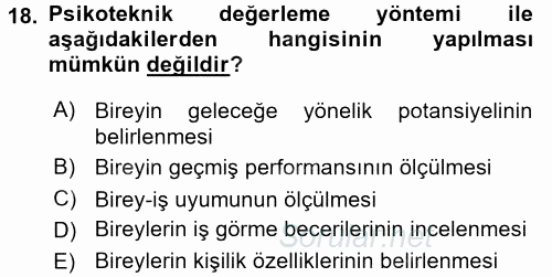 Performans Yönetimi 2015 - 2016 Ara Sınavı 18.Soru