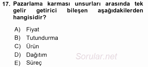 Destinasyon Yönetimi 2017 - 2018 Ara Sınavı 17.Soru