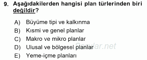 Destinasyon Yönetimi 2017 - 2018 Ara Sınavı 9.Soru