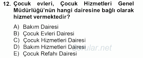 Sosyal Hizmet Uygulamaları 2012 - 2013 Ara Sınavı 12.Soru