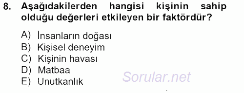 Sosyal Hizmet Uygulamaları 2012 - 2013 Ara Sınavı 8.Soru